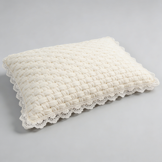 Cream Woven Lace Pillow
