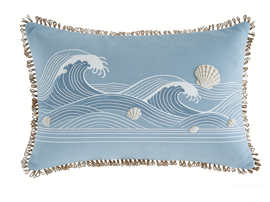 Coastal Wave & Shells Pillow