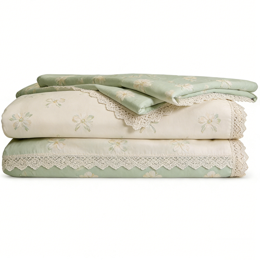 Mint Floral Lace Sheet Set