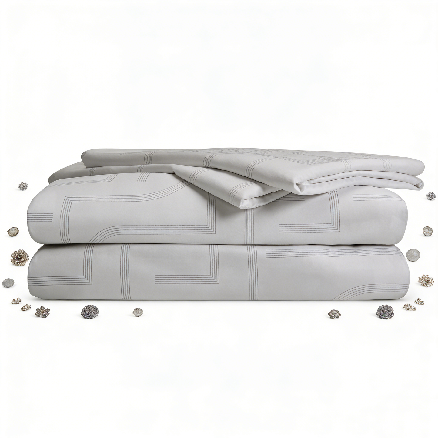 Grey Geometric Jewel Sheet Set