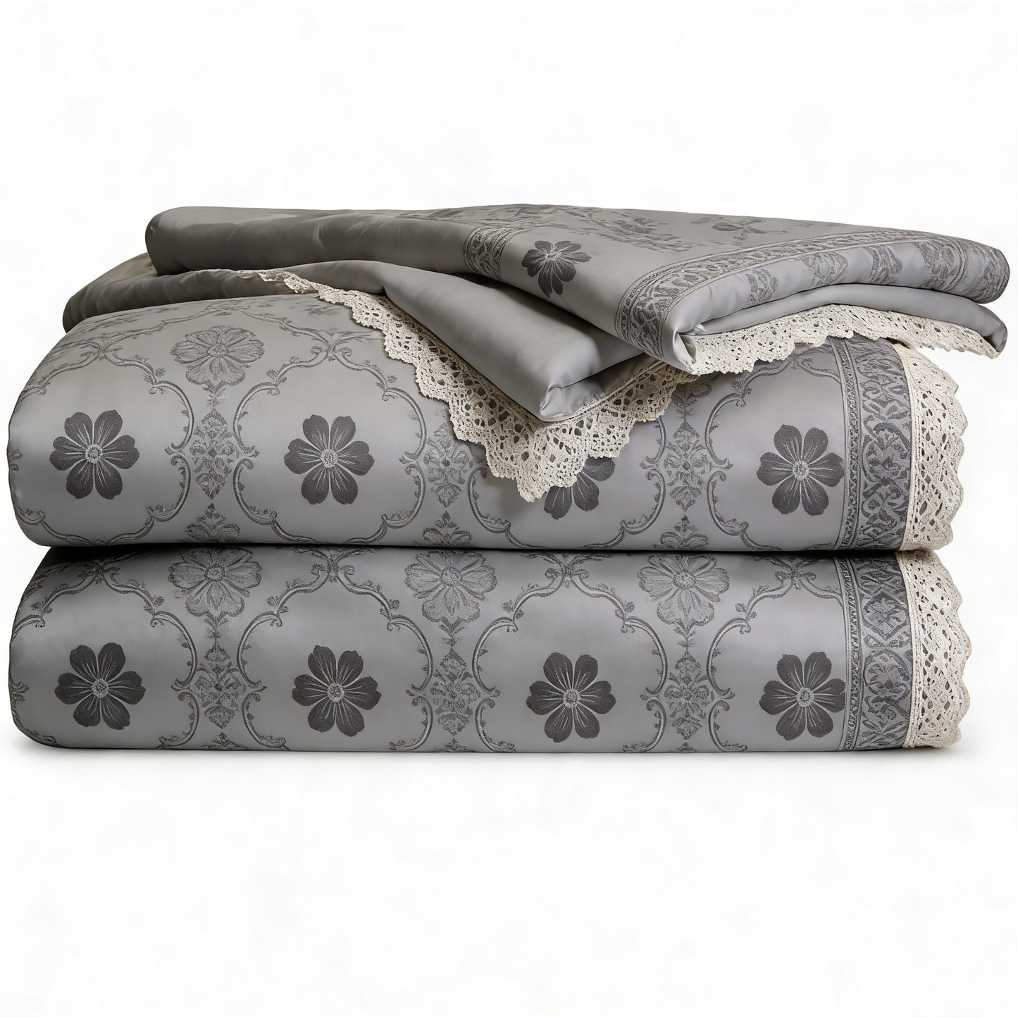 Grey Vintage Floral Bedding Set