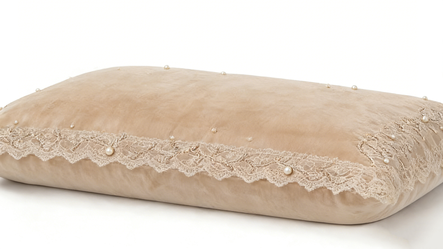 Beige Velvet Pearl Pillow