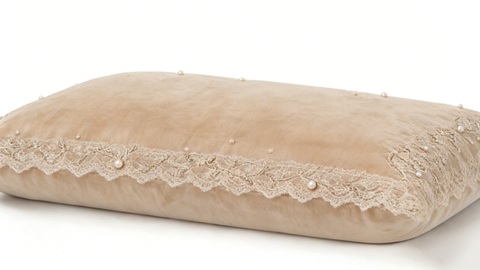 Beige Velvet Pearl Pillow